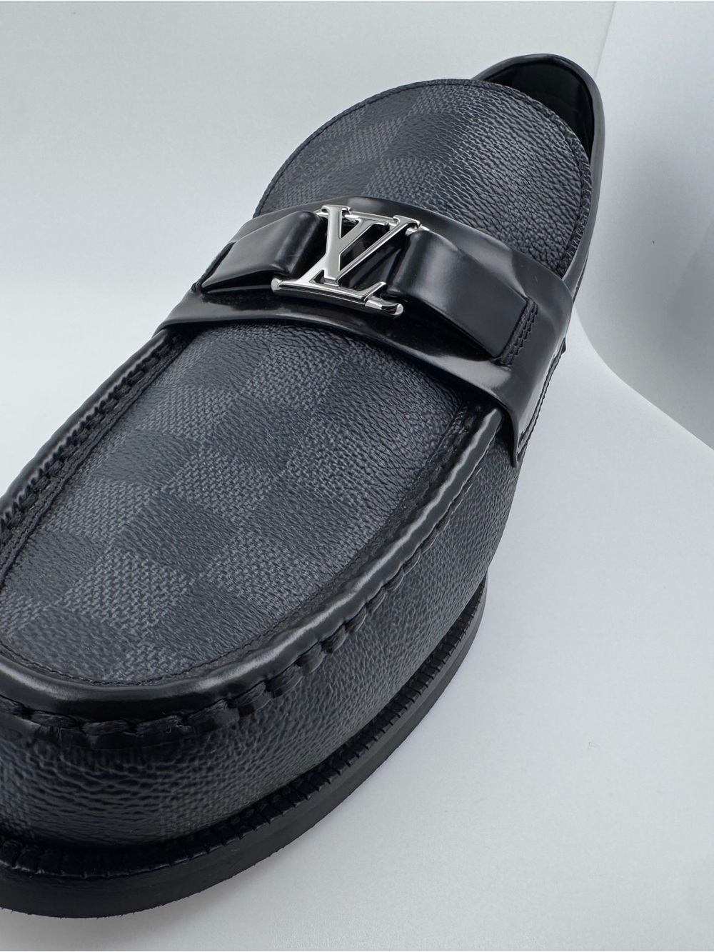 Louis Vuitton Major Loafers Graphite Black Gray Damier UK 11.5